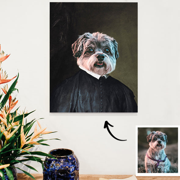 Customized Dog Cat Portrait Painting Canvas Pet in a Costume Portrait Canvas