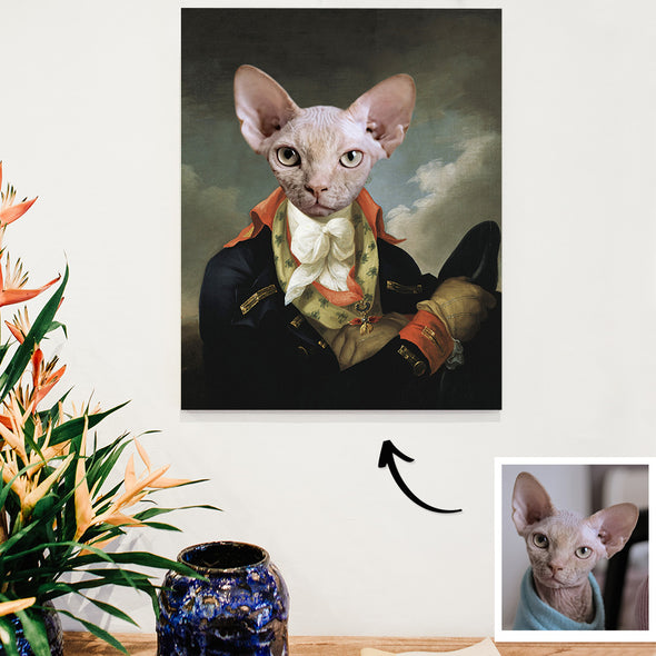 Custom Pet Portrait Canvas Custom Dog Cat in a Costume Portrait Canvas Wall Art for Home Decor