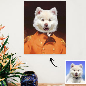 Customized Pet Portrait Painting Renaissance Style Royal Dog in a Costume Portrait Canvas