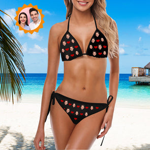 Women's Two Piece Face Bikini Summer Beach Swimsuit Custom Swimwear with Face