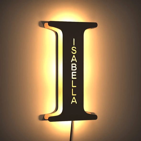 Custom Wooden Lamp with Engraved Name Wall Light Custom Night Light