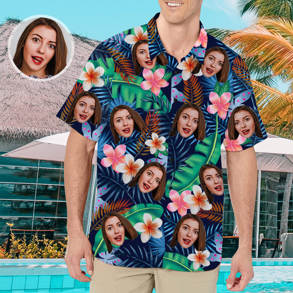 Hawaiian Face Shirt Custom Face Button Up Shirt Gift for Boyfriend Husband