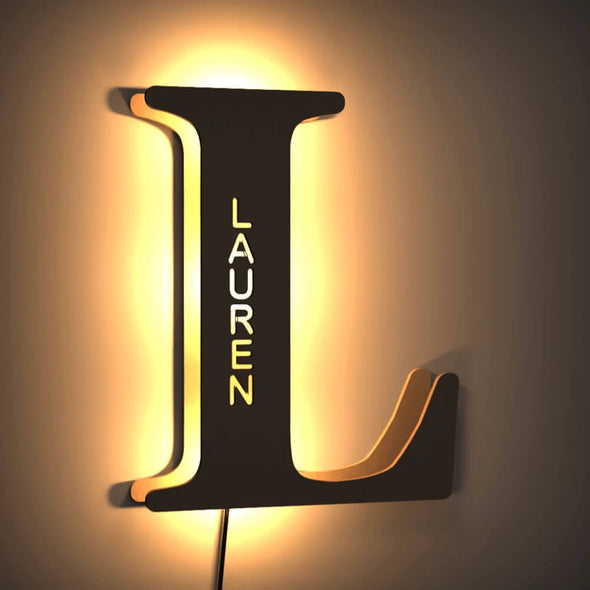 Custom Wooden Lamp with Engraved Name Wall Light Custom Night Light