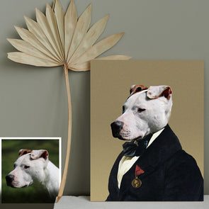 Pet in Costume Portrait on Canvas Custom Pet Portrait Poster Canvas Gift for Dog Lover