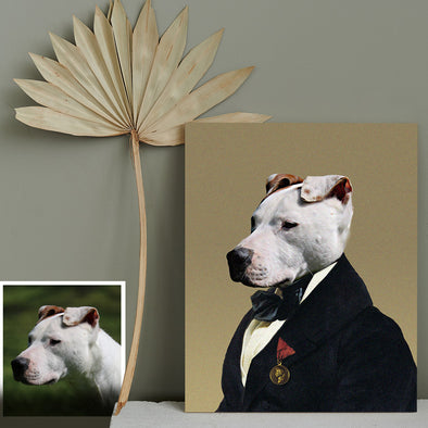 Pet in Costume Portrait on Canvas Custom Pet Portrait Poster Canvas Gift for Dog Lover