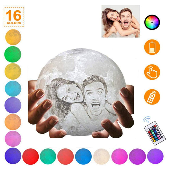 Customized Moon Lamp with Picture Custom 3D Photo Engraved Moon Light 16 Colors