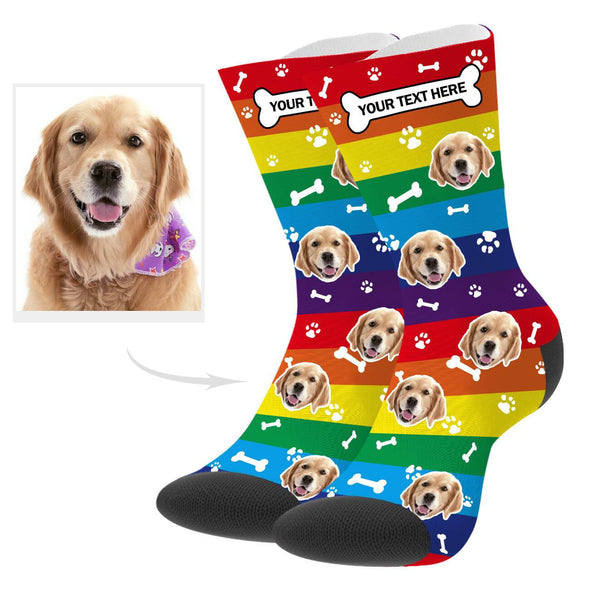 Custom Pup Picture Socks With Your Text