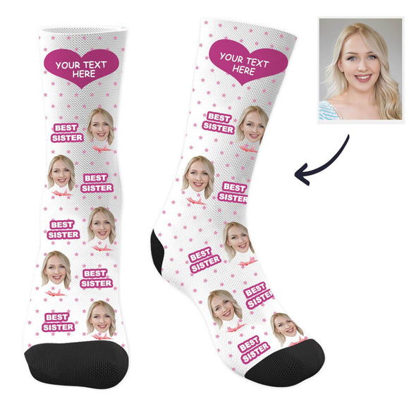 Custom Sister Photo Socks with Your Text