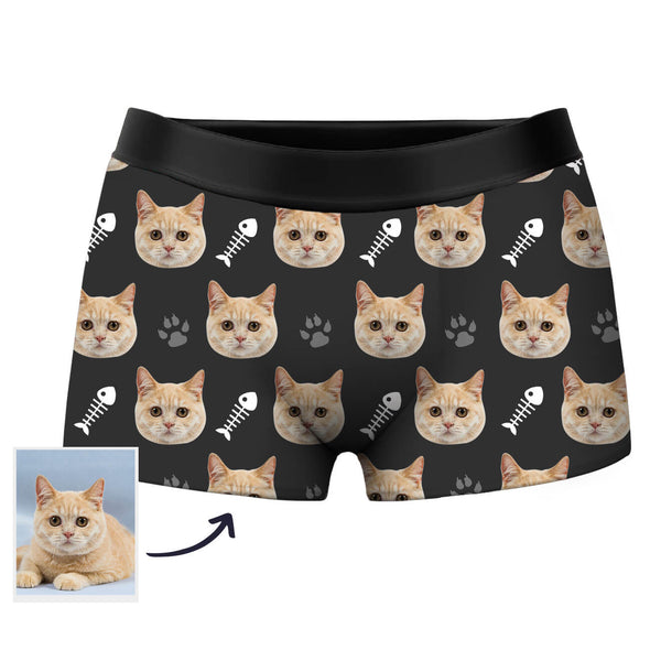 Custom Cat Face on Boxers Custom Photo Shorts with Dog Head Gift for Cat Dad