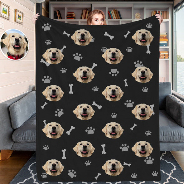 Custom Blankets with Cat Dog Photo Personalized Dog Face Cat Face Blankets Fleece Throw Blanket
