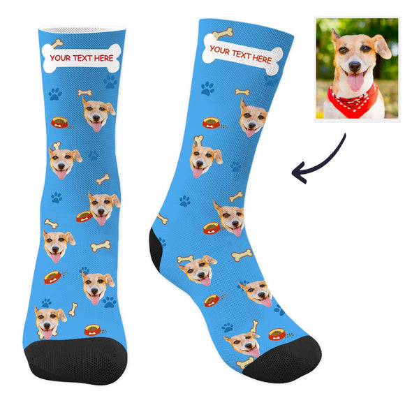 Custom Dog Photo Socks with Text