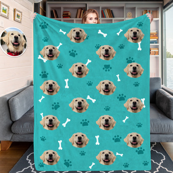 Personalized Dog Face Cat Face Blankets Custom Blankets with Cat Dog Photo Fleece Throw Blanket