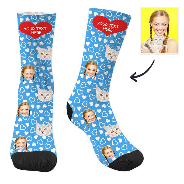 Cat Socks Custom with Text Cat Photo Socks Gift for Cat Mom