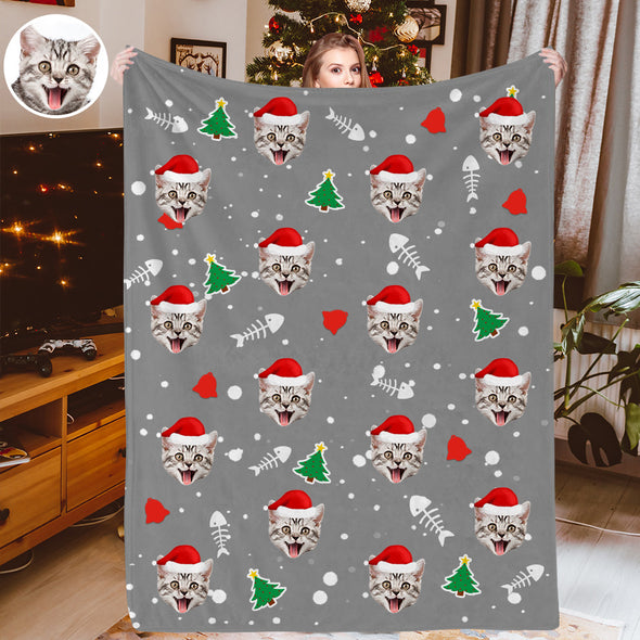 Dog Cat Christmas Blankets Custom Pet Christmas Blankets Fleece Throw Blanket Christmas Gift