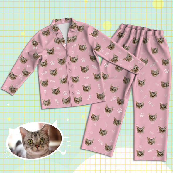 Custom Cat Face Pajamas Personalized Cat Photo Pajamas Gift for Cat Dad Cat Mom