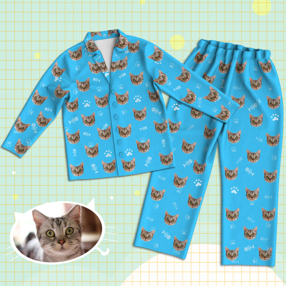 Custom Cat Face Pajamas Personalized Cat Photo Pajamas Gift for Cat Dad Cat Mom