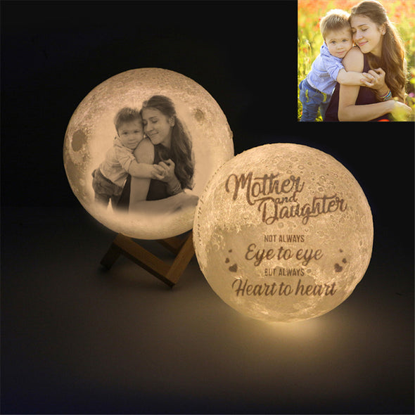 Custom Photo Moon Lamp Custom 3D Photo Engraved Moon Light 2 Colors 16 Colors