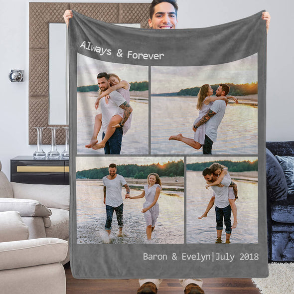 Custom Blanket with Pictures Personalized Photo Blankets Fleece Throw Blanket Christmas Gift