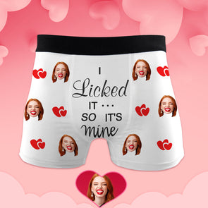 Custom Face Boxers Photo Boxers Mens Shorts with Face I Licked it So It's Mine