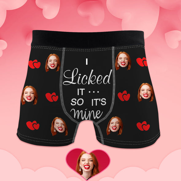 Custom Face Boxers Photo Boxers Mens Shorts with Face I Licked it So It's Mine