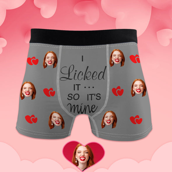 Custom Face Boxers Photo Boxers Mens Shorts with Face I Licked it So It's Mine