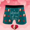 Gag Gifts for Boyfriend Anniversary Gift Custom Photo Boxers I Licked it So It's Mine Shorts