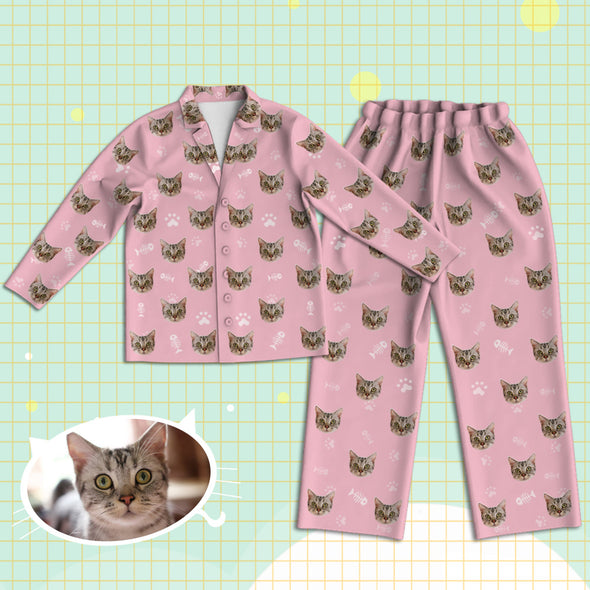 Customized Pajamas with Cat Face Personalized Cat Photo Pajamas Gift for Lover