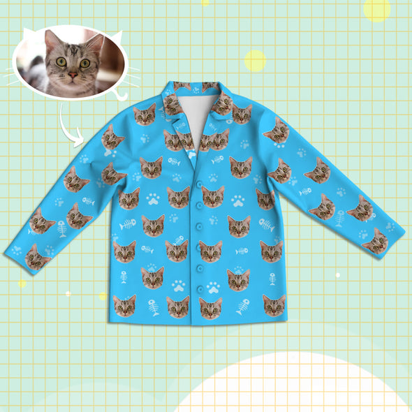 Customized Pajamas with Cat Face Personalized Cat Photo Pajamas Gift for Lover