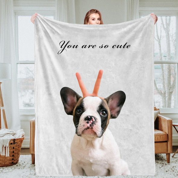 Custom Dog Photo Blankets Personalized Cat Photo Blankets Fleece Throw Blanket