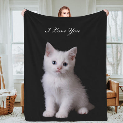 Custom Dog Cat Photo Blankets Personalized Cat Pet Photo Blankets Pet Fleece Throw Blankets