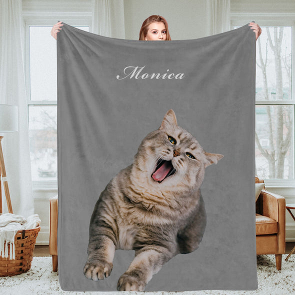 Custom Dog Cat Photo Blankets Personalized Cat Pet Photo Blankets Fleece Throw Blankets