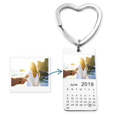 Personalized Photo Engraved Calendar Keychain Christmas Gift