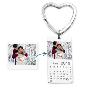 Anniversary Gift Custom Photo Keychain with Calendar Date