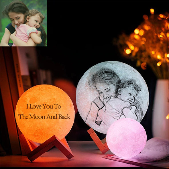 Custom Photo Moon Lamp 3D Engraved Moon Light 2 Colors