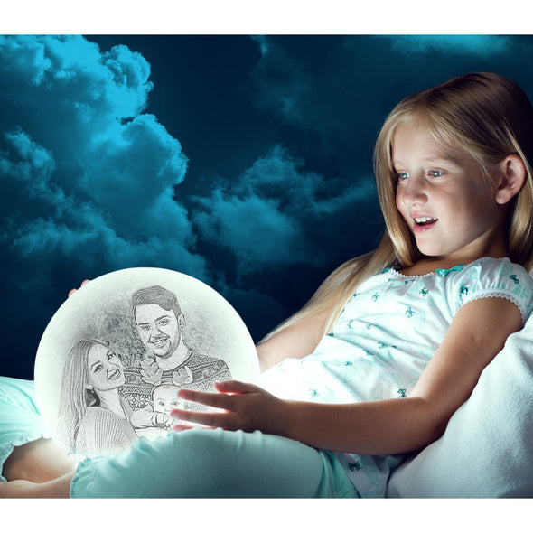 Custom Moon Lamp with Picture Custom 3D Photo Engraved Moon Light 2 Colors Best Gift Idea