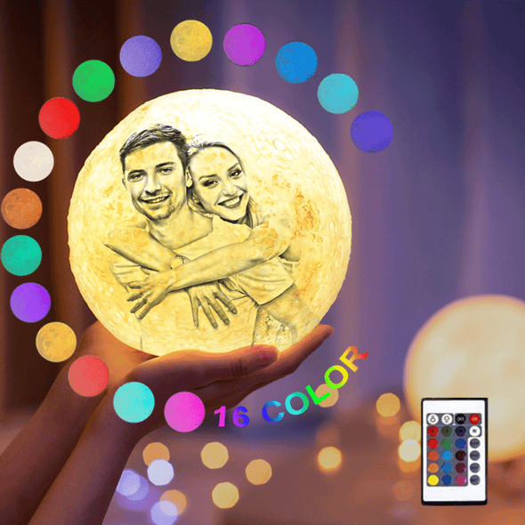 Custom Moon Lamp with Photo Custom 3D Engraved Moon Light 16 Colors