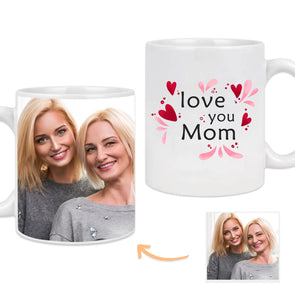 Custom Mug with Pictures on the Back Personalized I Love You Mom Photo Mug