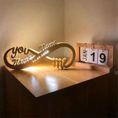 Custom Night Light Wall Light  Custom Wooden Lamp with Engraved Name Valentine's Day Gift
