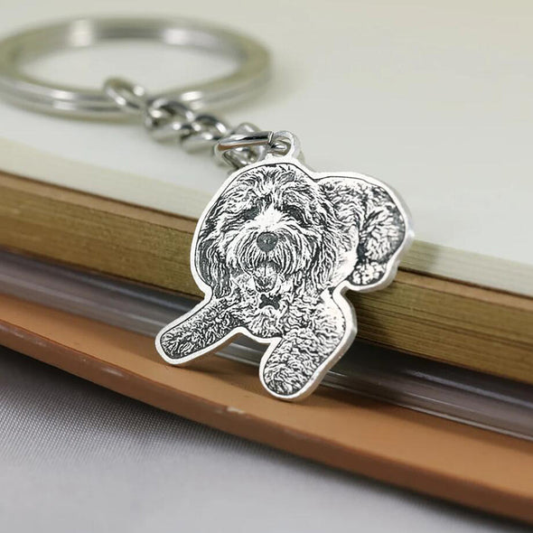 Custom Photo Keychain with Pet Picture Custom Animal Photo Engraved Keychain Gift for Pet Lover