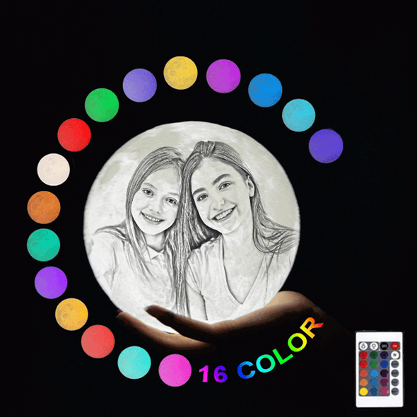 Custom Made Moon Lamp With Picture 16 Colors Gift for Family