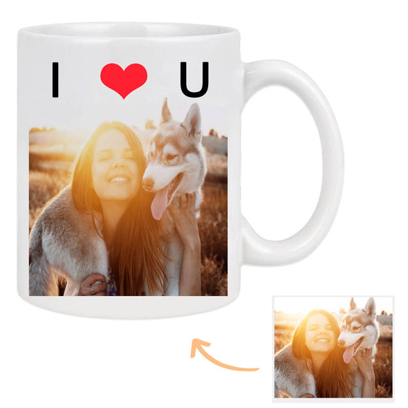 Custom Coffee Mug with Pictures for Lover Personalized I LOVE YOU Photo Mug