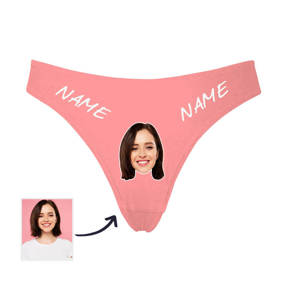 Custom Photo Face Thongs  with Name Best Gift for Lover