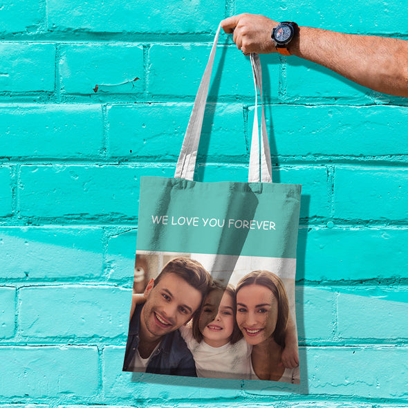 Personalized Photo and Text Tote Bag