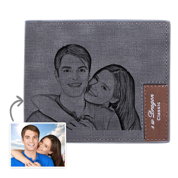 Christmas Gift Personalized Wallets for Men with Photo Engraved Leather Picture Wallet