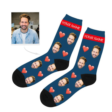 Custom Heart Picture Socks with Your Text