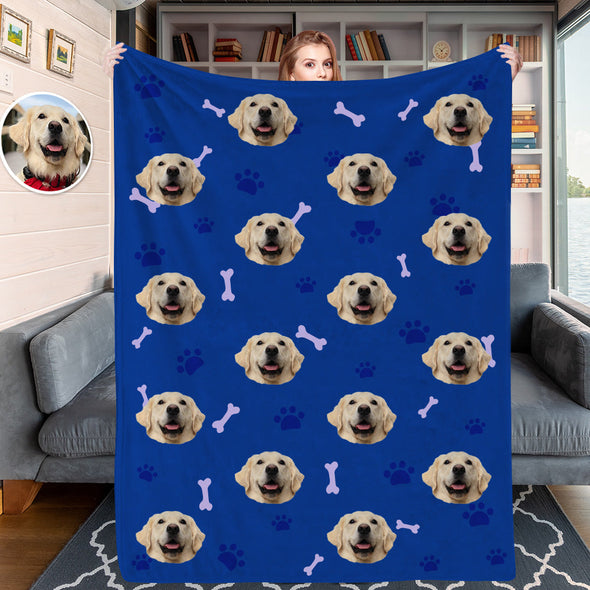 Personalized Dog Face Cat Face Blankets Custom Blankets with Cat Dog Photo Fleece Throw Blanket