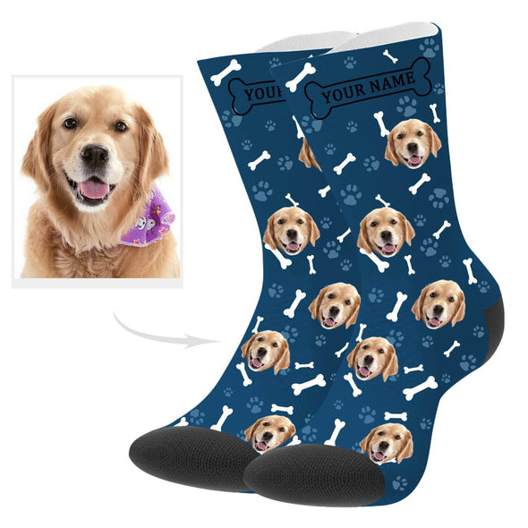 Dog Photo Socks with Name Custom Dog Socks