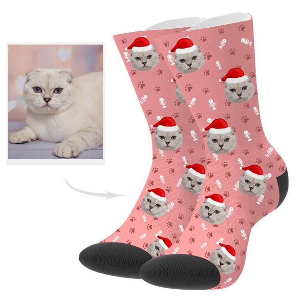 Custom Cat Socks Christmas Cat Photo Socks
