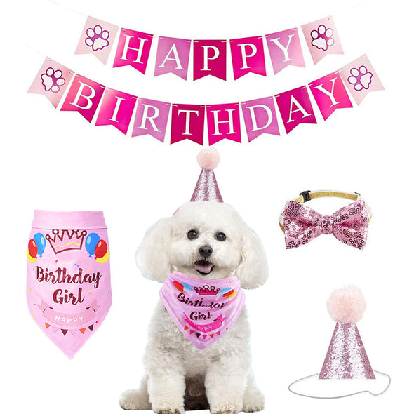 Dog Birthday Party Decorations Supplies Dog Bandana Birthday Hat Bow Tie Decorations Set