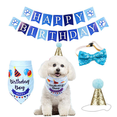 Dog Birthday Party Decorations Supplies Dog Bandana Birthday Hat Bow Tie Decorations Set
